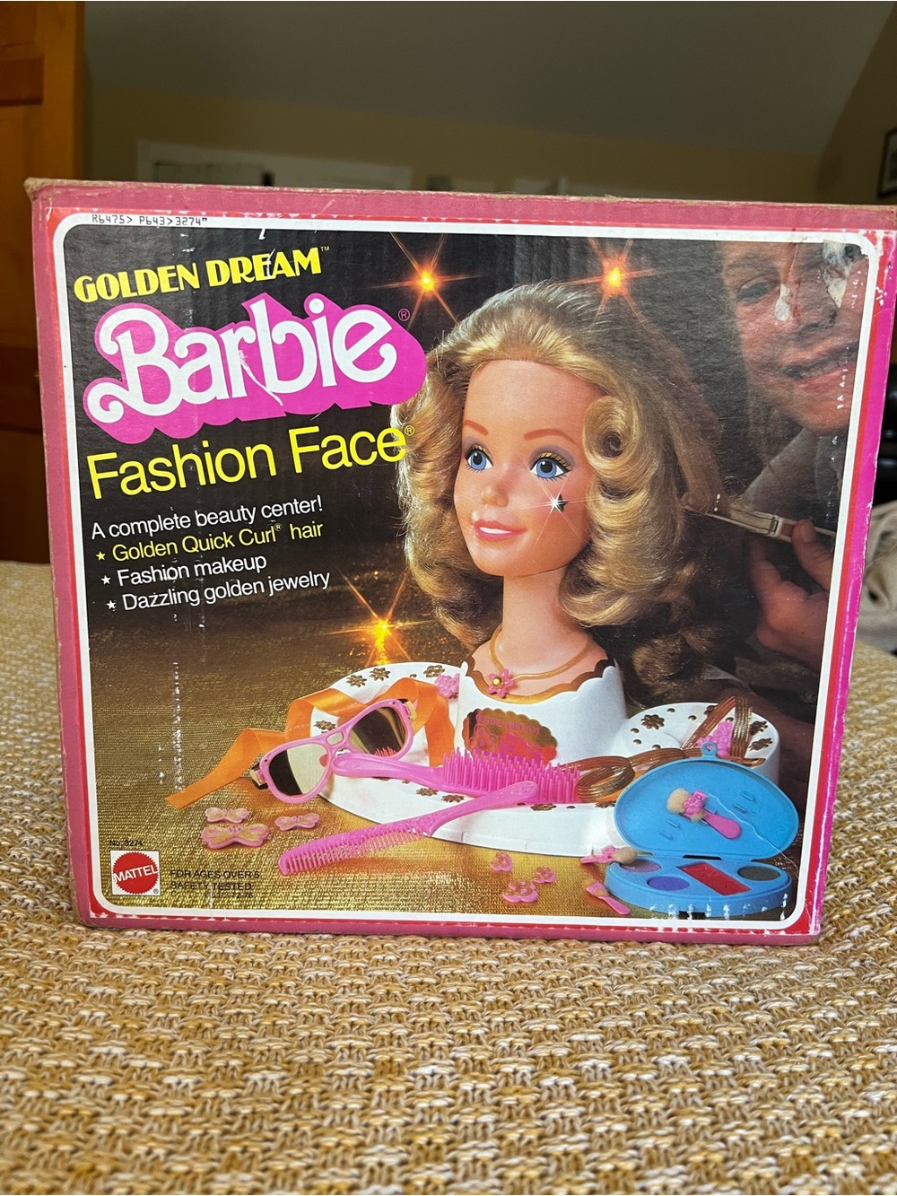 Vintage 1980 Barbie Golden Dream Fashion Face Styling Head - Pink Accessories